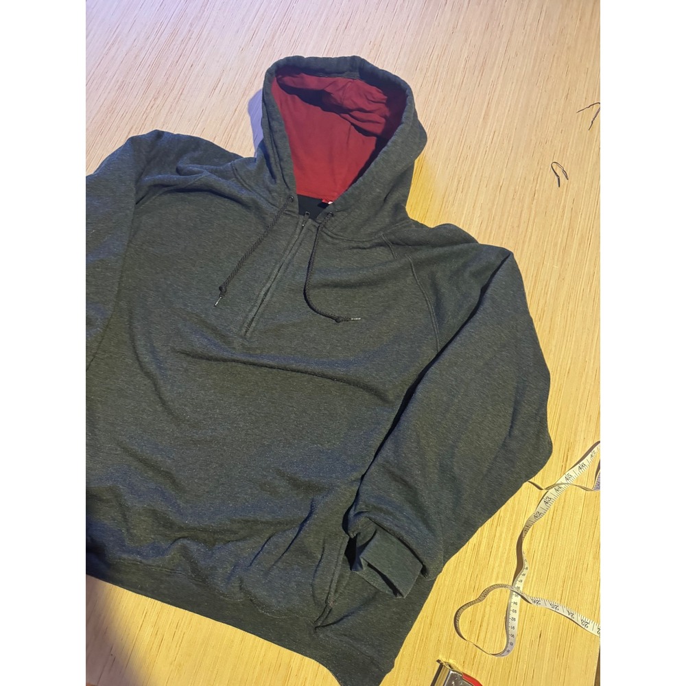 Independent Truck Co Mens XL Quarter Zip Hoodie Charcoal Grey Burgundy Hood 40